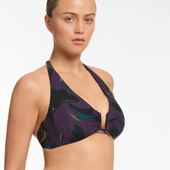 Jets Australia Midnight Tropical D-DD Wire Cut Out  Bikini Top Amethyst US SZ 8 - Picture 3 of 5